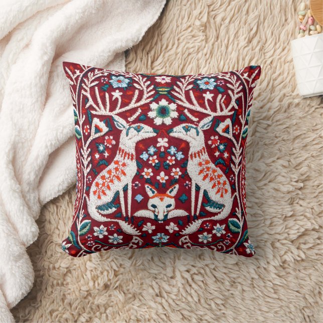  Nordic-Inspired Embroidered Throw Pillow Cover  (Blanket)