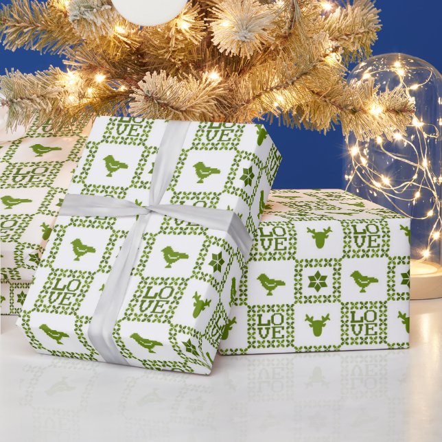 Nordic Knit Pattern Holiday Elements Wrapping Paper (Holidays)