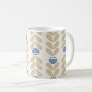 Nordic Laurel Floral Stripe Pattern Coffee Mug
