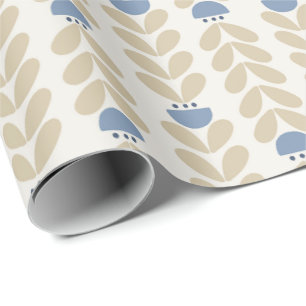 Nordic Laurel Floral Stripe Pattern Wrapping Paper