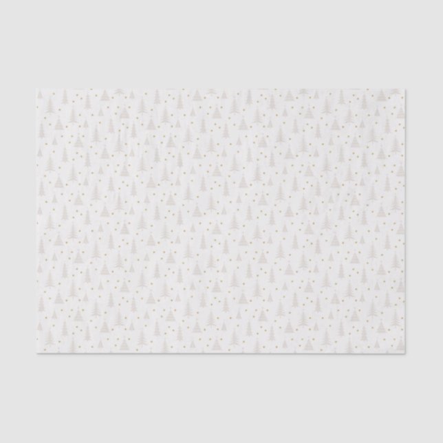 Nordic Light Tan Christmas Trees White Tissue Paper (Front)
