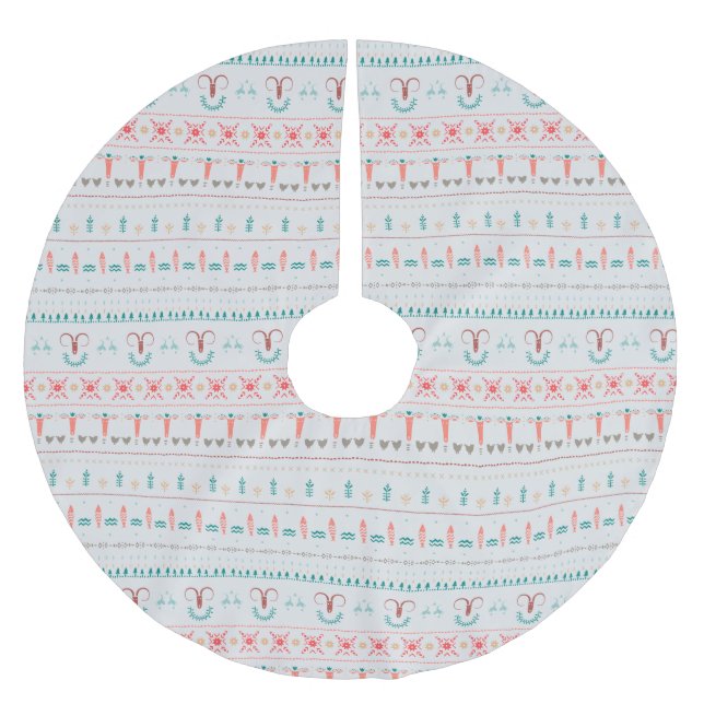 Nordic Light Winter Pattern Brushed Polyester Tree Skirt (Front)