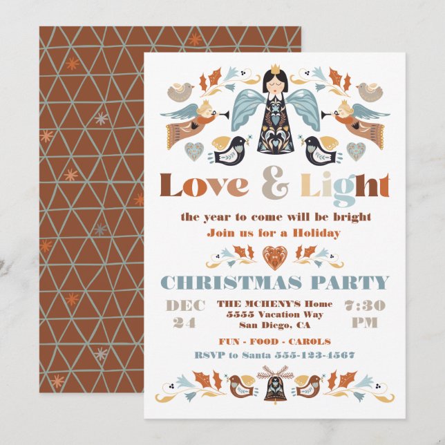 Nordic Love and Light Holiday Christmas Party Invitation (Front/Back)