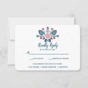 Nordic Love   Wedding RSVP with meal choise Card