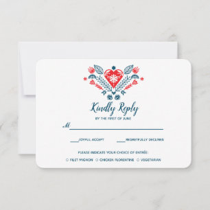 Nordic Love   Wedding RSVP with meal choise Card