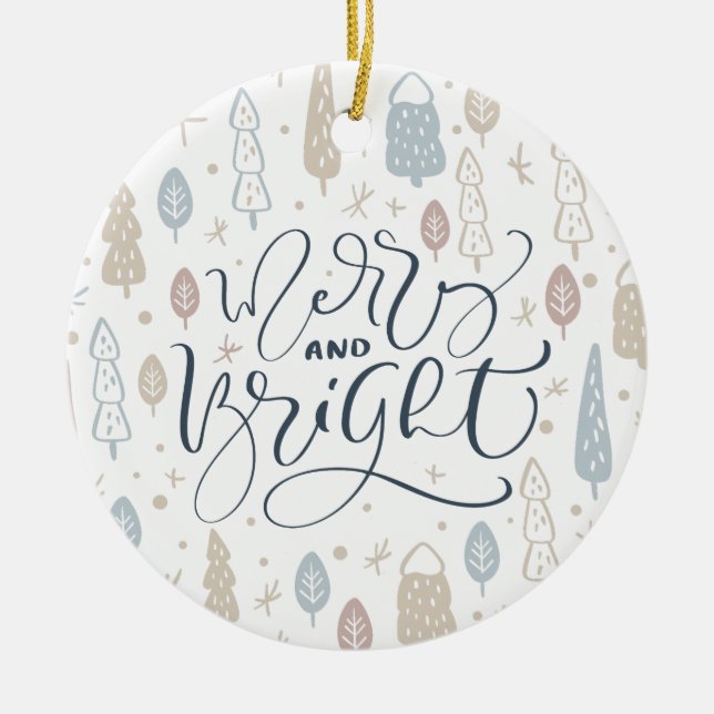 Nordic Merry Christmas Family Photo Christmas  Ceramic Ornament (Front)