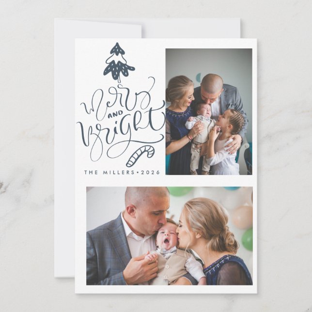 Nordic Merry Christmas Family Photo Christmas  Holiday Card (Front)
