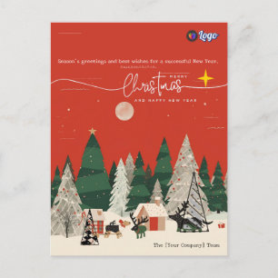 Nordic Modern Red Business Personal Christmas Postcard