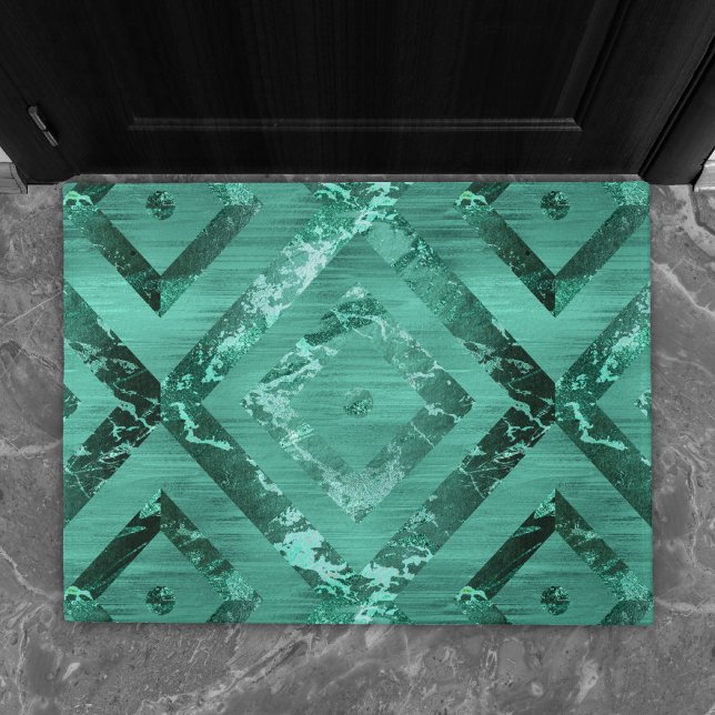 Nordic Molten Jade | Abstract Geometric Green Doormat (Creator Uploaded)
