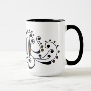 Nordic Monogram letter "A" black and gold Mug