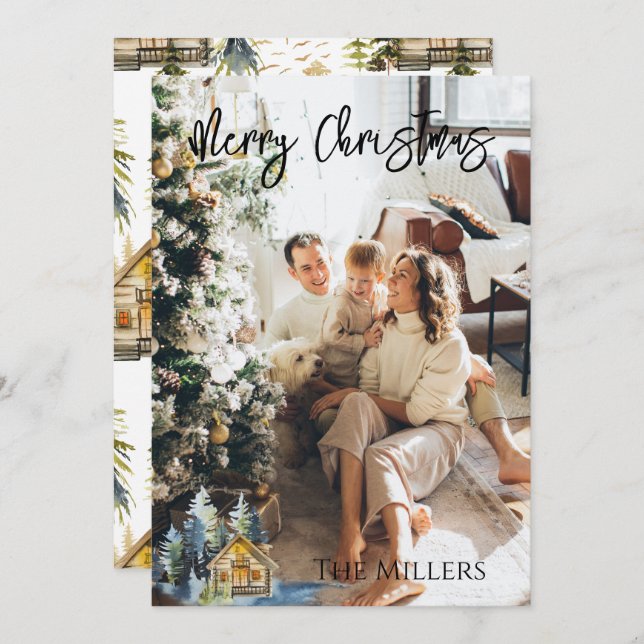 Nordic/Mountain Photo Christmas Card Personalised (Front/Back)