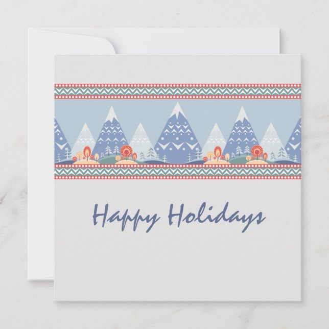 Nordic Mountain Scene Customisable Holiday Card (Front)