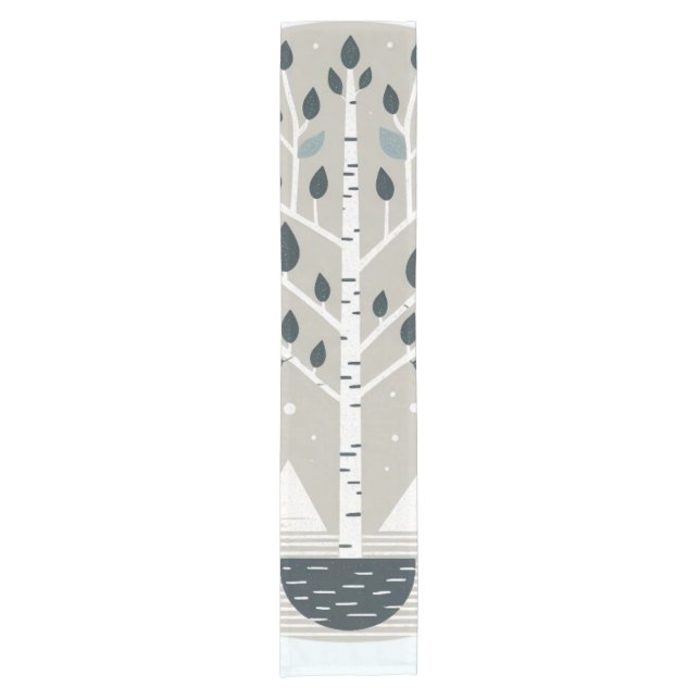 Nordic Mountains and Birch tree Short Table Runner (Front)