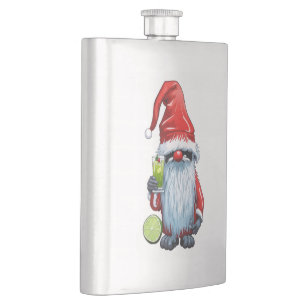 Nordic Nisse Gnome Gonk Holding A Glass Of‎ Lime Hip Flask
