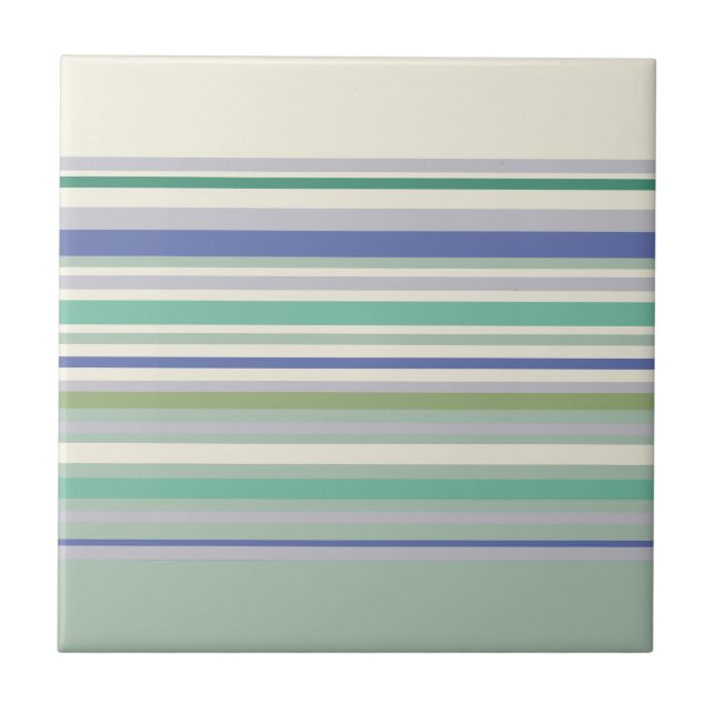 Nordic Pastel Stripes Pattern Ceramic Tile (Front)