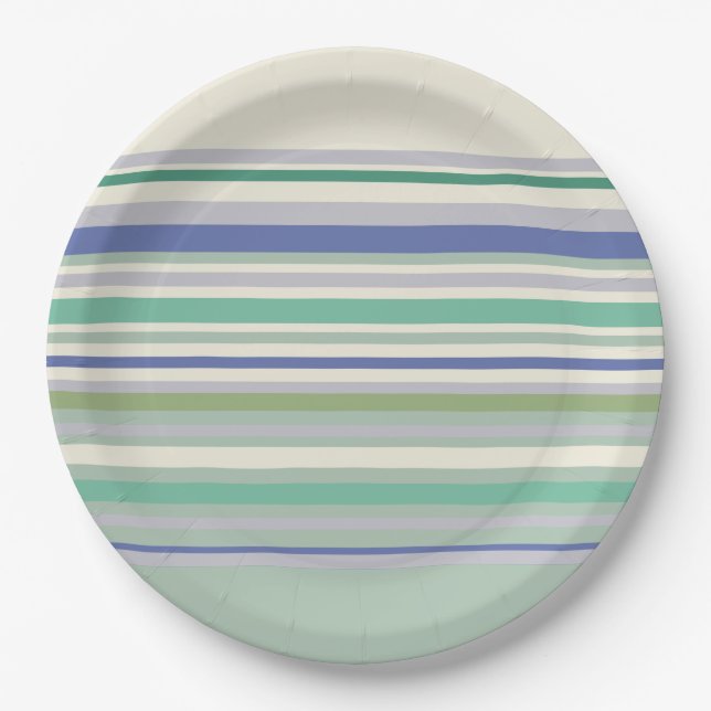 Nordic Pastel Stripes Pattern Paper Plate (Front)