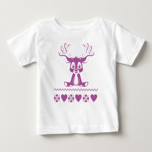 nordic pattern with deer baby T-Shirt (Front)