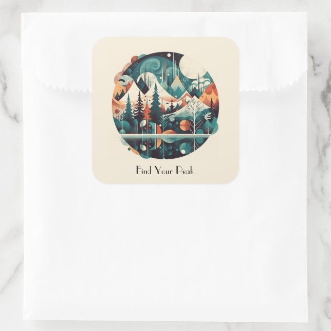Nordic Pines & Peaks, custom Square Sticker (Bag)