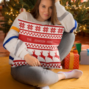 Nordic Print Reindeer Personalised Cushion