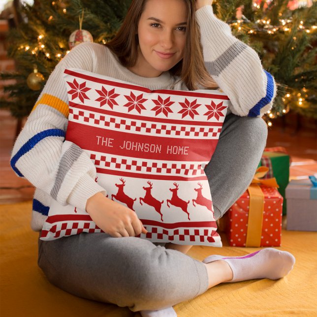 Nordic Print Reindeer Personalised Cushion (Creator Uploaded)