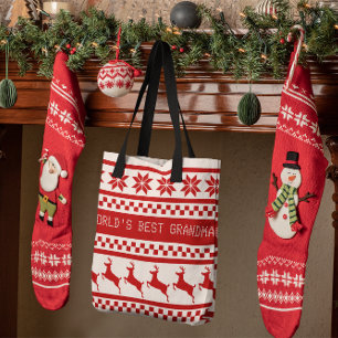 Nordic Print Reindeer Personalised Tote Bag