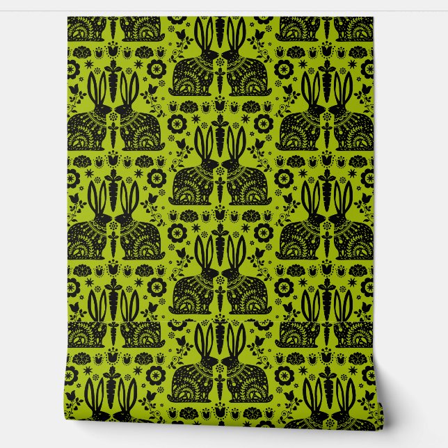 Nordic Rabbit Themed Home Decor Wallpaper (Unrolling)