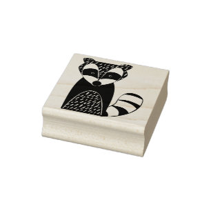 nordic racoon art stamp