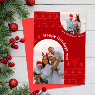 Nordic Red Arch Two-Photo Holiday Card