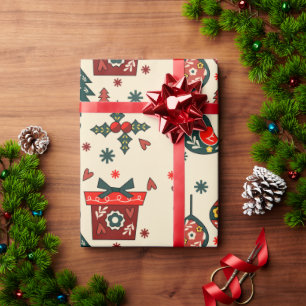 Nordic Red & Cream Christmas Wrapping Paper