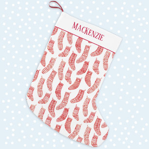 Nordic Red & White Custom Name Christmas Stocking