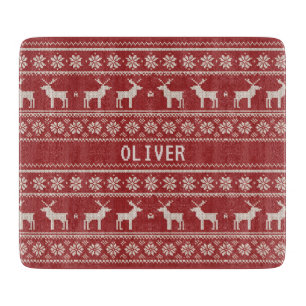 Nordic Reindeer Christmas Personalized Cutting Board