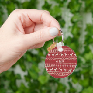 Nordic Reindeer Christmas Personalized Key Ring