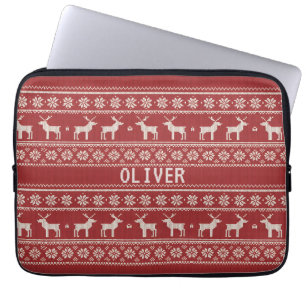 Nordic Reindeer Christmas Personalized Laptop Sleeve