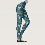 Nordic Reindeer Christmas Sweater Blue Leggings<br><div class="desc">Dress up your winter wardrobe with these fun high quality leggings featuring a winter white snowflake pattern set against a red background.  Perfect for the holidays or everyday winter activities and workouts.</div>