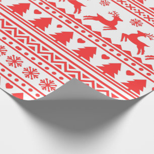 Nordic Reindeer Holiday Folk Art Sweater  Wrapping Paper
