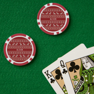 Nordic Reindeer Knit Pattern Personalized Poker Chips