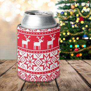 Nordic Reindeer Ugly Christmas Sweater Party Can Cooler