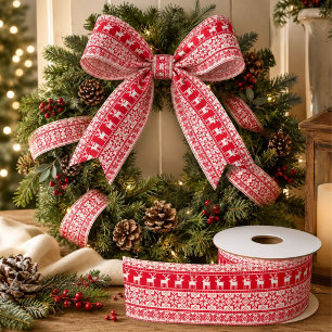 Nordic Reindeer Ugly Christmas Sweater Party Satin Ribbon