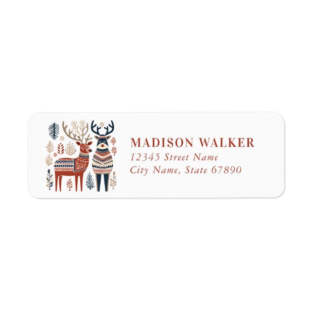 Nordic Reindeers Return Address Labels (Front)