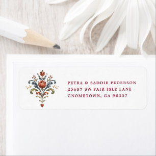 Nordic Rosemaling Folk Art Return Address Label