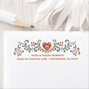 Nordic Rosemaling Folk Art Return Address Label