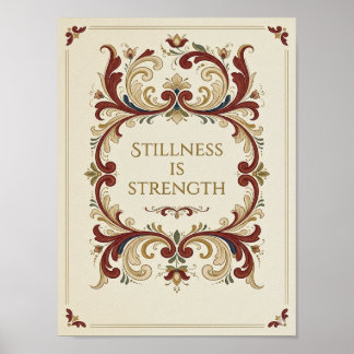Nordic Rosemaling Poster, “Stillness is Strength”  Poster