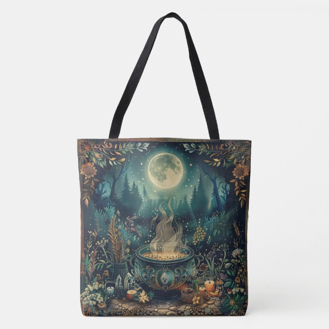 Nordic Samhain Tote Bags – Witch's Cauldron Design (Front)