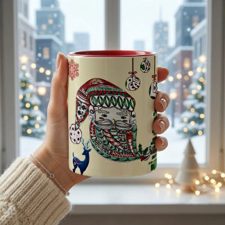 Nordic Santa Claus Christmas Father Vintage Rustic Mug