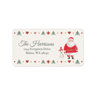 Nordic Santa & Dog Christmas Address Label