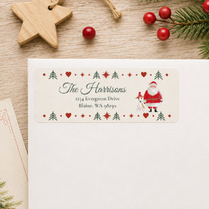 Nordic Santa & Dog Christmas Address Label Return Address Label