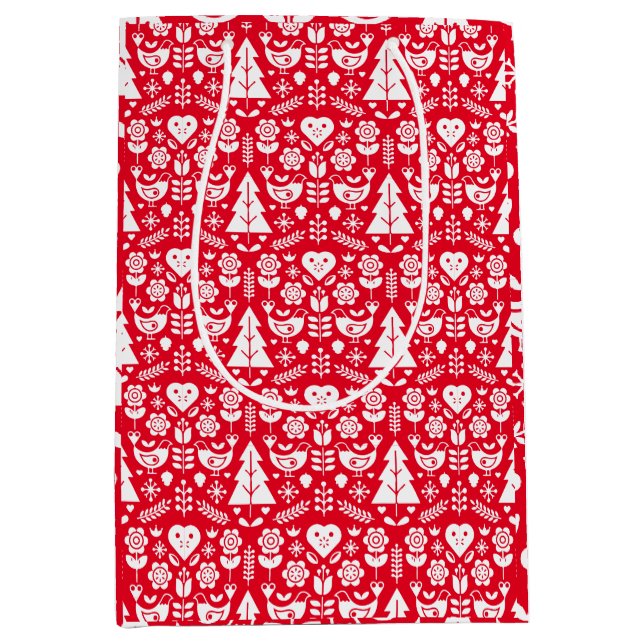 Nordic Scandinavian Christmas Decorations Medium Gift Bag (Front)