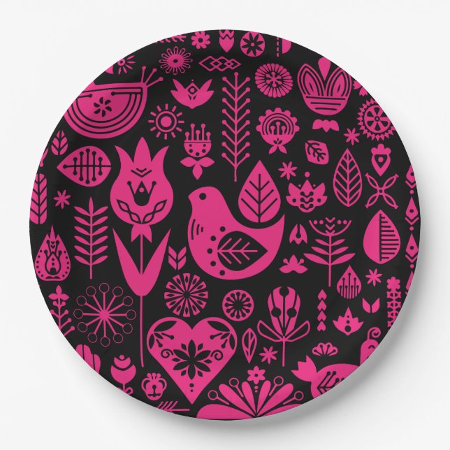 Nordic Scandinavian Christmas Decorations Paper Plate (Front)