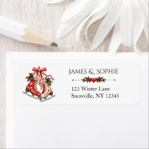 Nordic Scandinavian Christmas Ice Skates Return Address Label