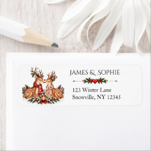 Nordic Scandinavian Christmas Reindeer Return Address Label